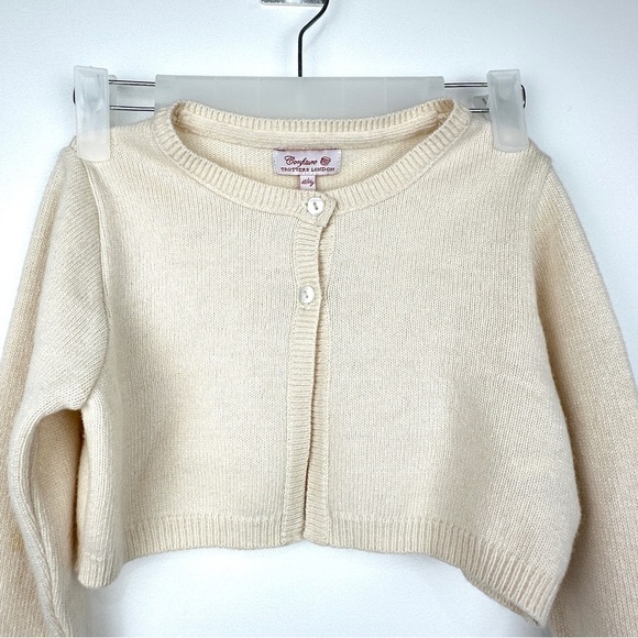 Trotters London Confiture Girls Cropped Cardigan 10/11 Cream Wool Cashmere Blend - Picture 3 of 8